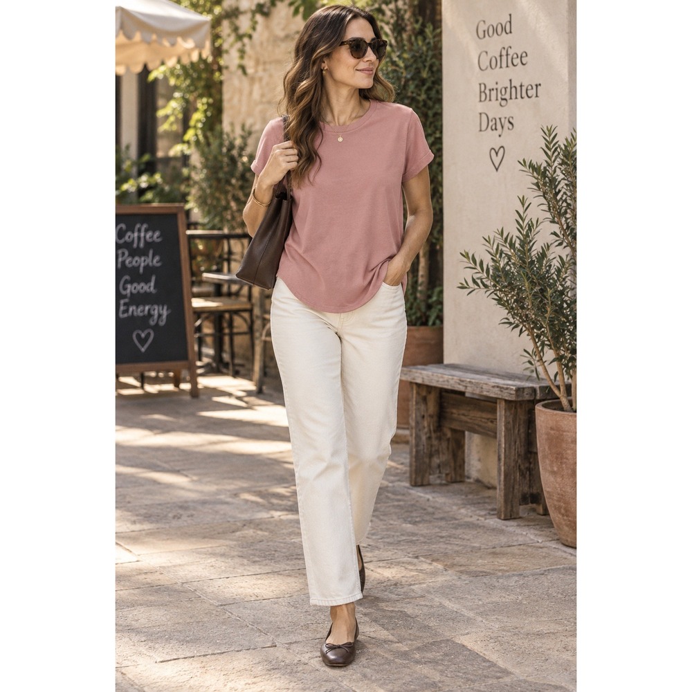 Frank & Eileen LAB Theo Perfect Tee Mauve Pink Cotton T-Shirt Small